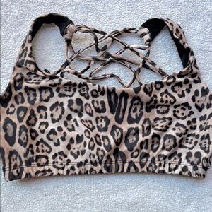 Onzie Black and Leopard Print Sports Bra L